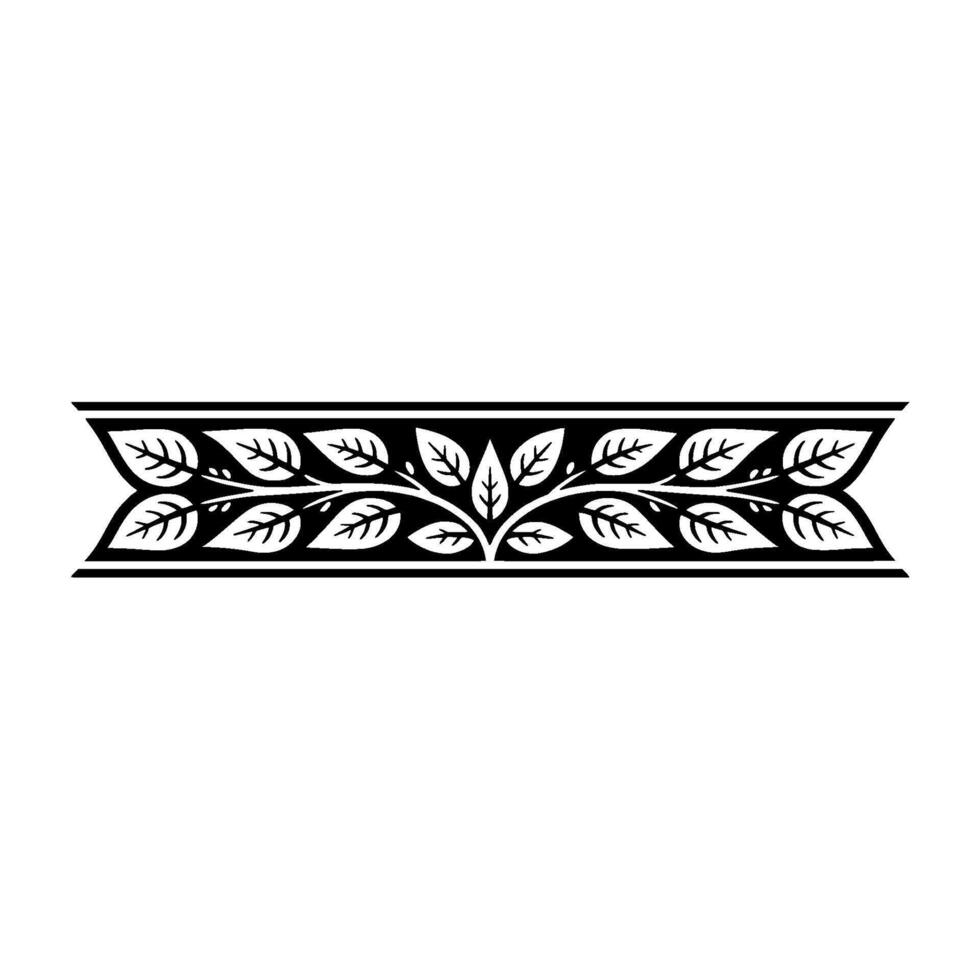 Elegant Black and White Leaf Motif Border, Ornamental Element vector