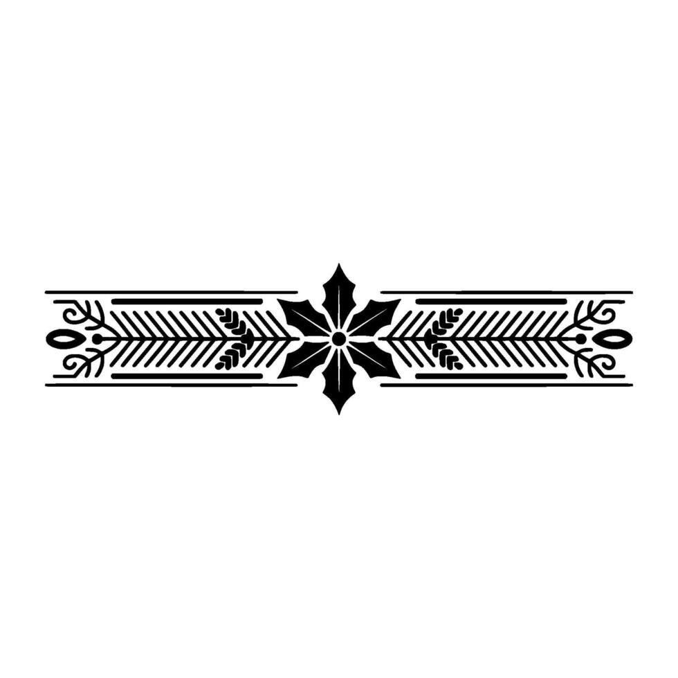 Elegant Black Decorative Border Element, Floral Motif, Isolated on White vector