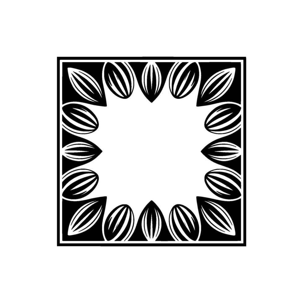 Geometric Black White Floral Frame , Minimalist Border vector