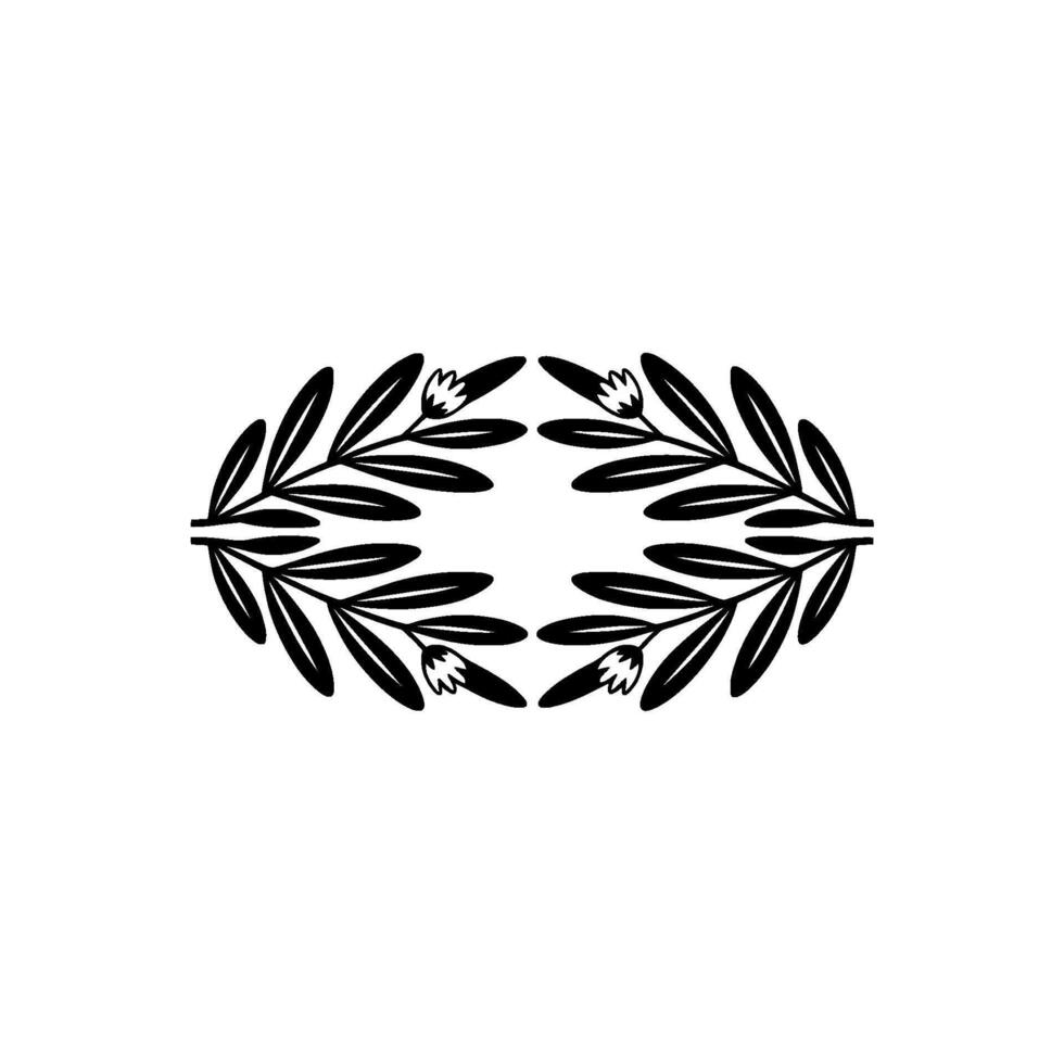 Elegant Black Olive Branch Emblem on Neutral Background vector