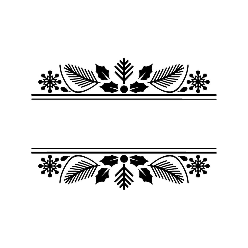 Winter Holiday Border with Holly, Fir Snowflake Silhouettes vector