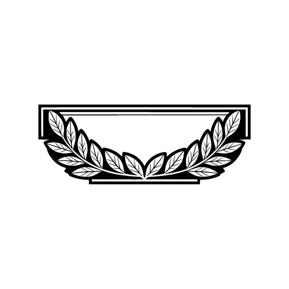 Minimalist Laurel Wreath Emblem on White, Decorative vector