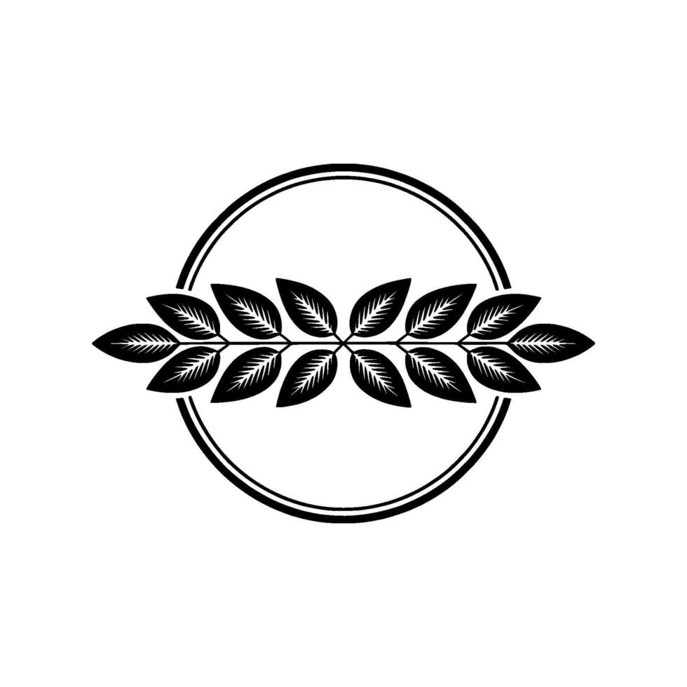 Minimalist Black Leafy Wreath on White Background vector