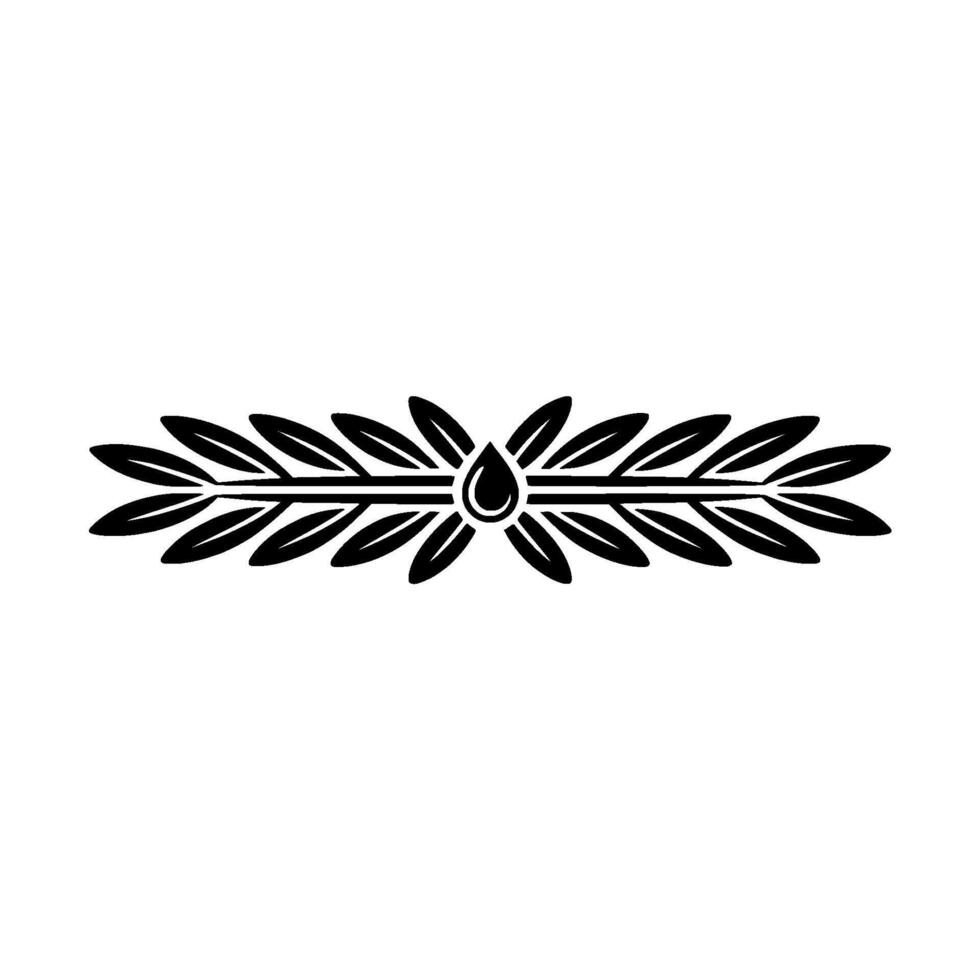 Minimalist Laurel Wreath with Water Drop Symbol Elegant Or vector