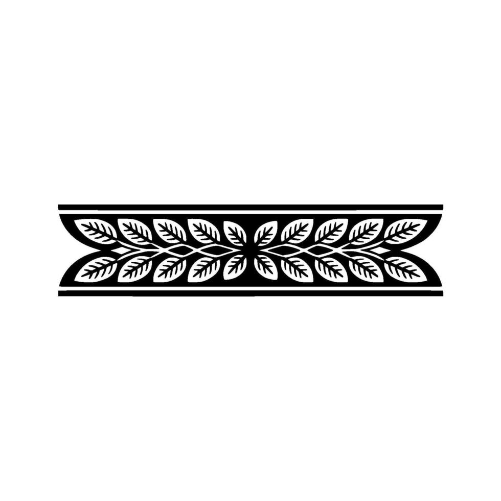 Elegant Black Leaf Border on White Background Decorative Element. vector