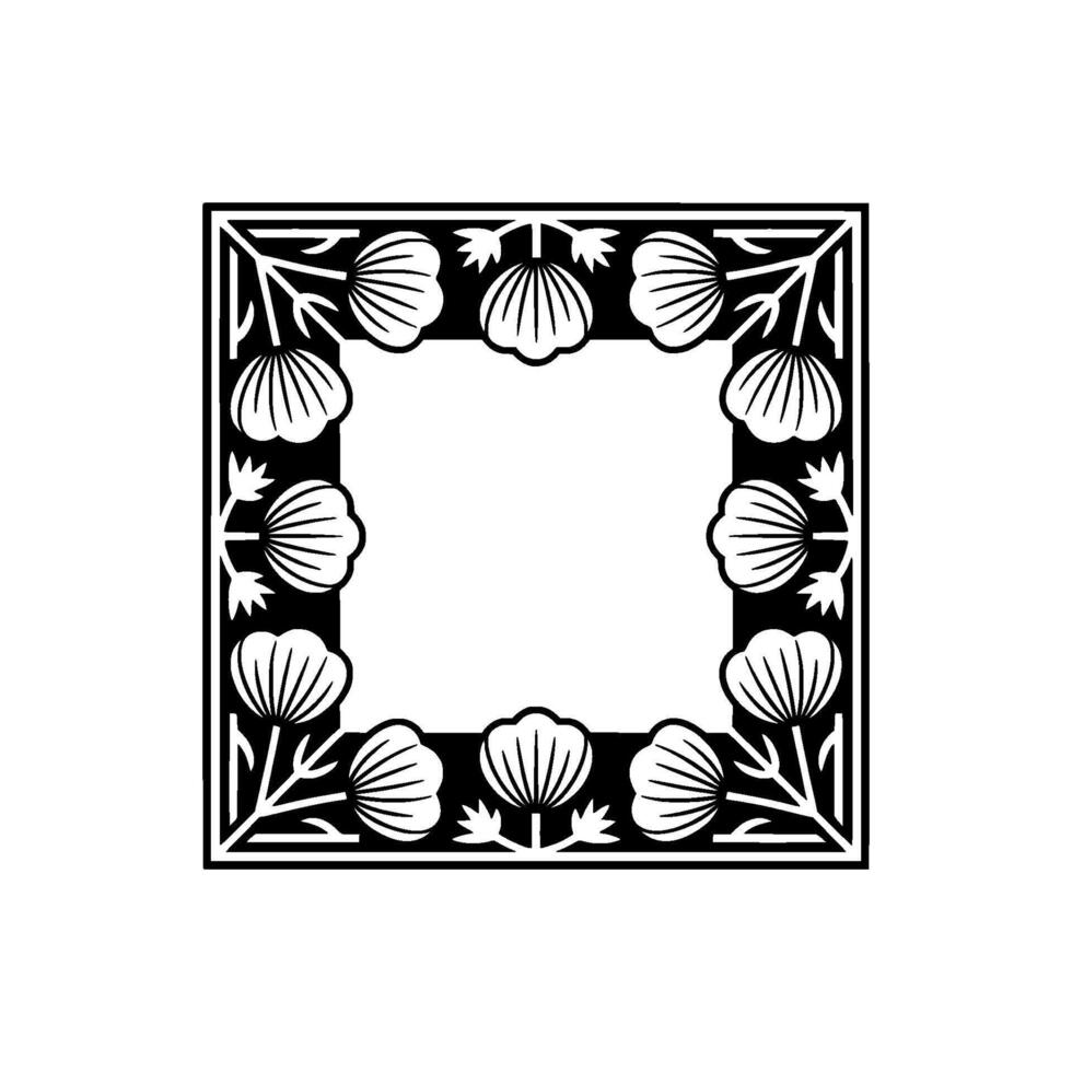 Elegant Floral Frame in Black and White Decorative Art vector