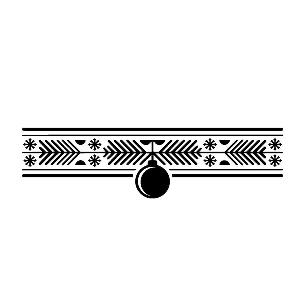Minimalist Christmas Ornament Border , Black White, Festive vector