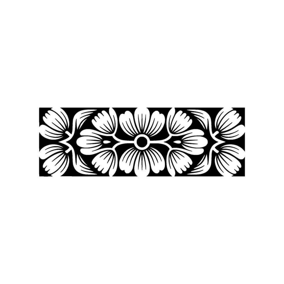 Geometric Floral Pattern, Monochrome Element For Decoration vector