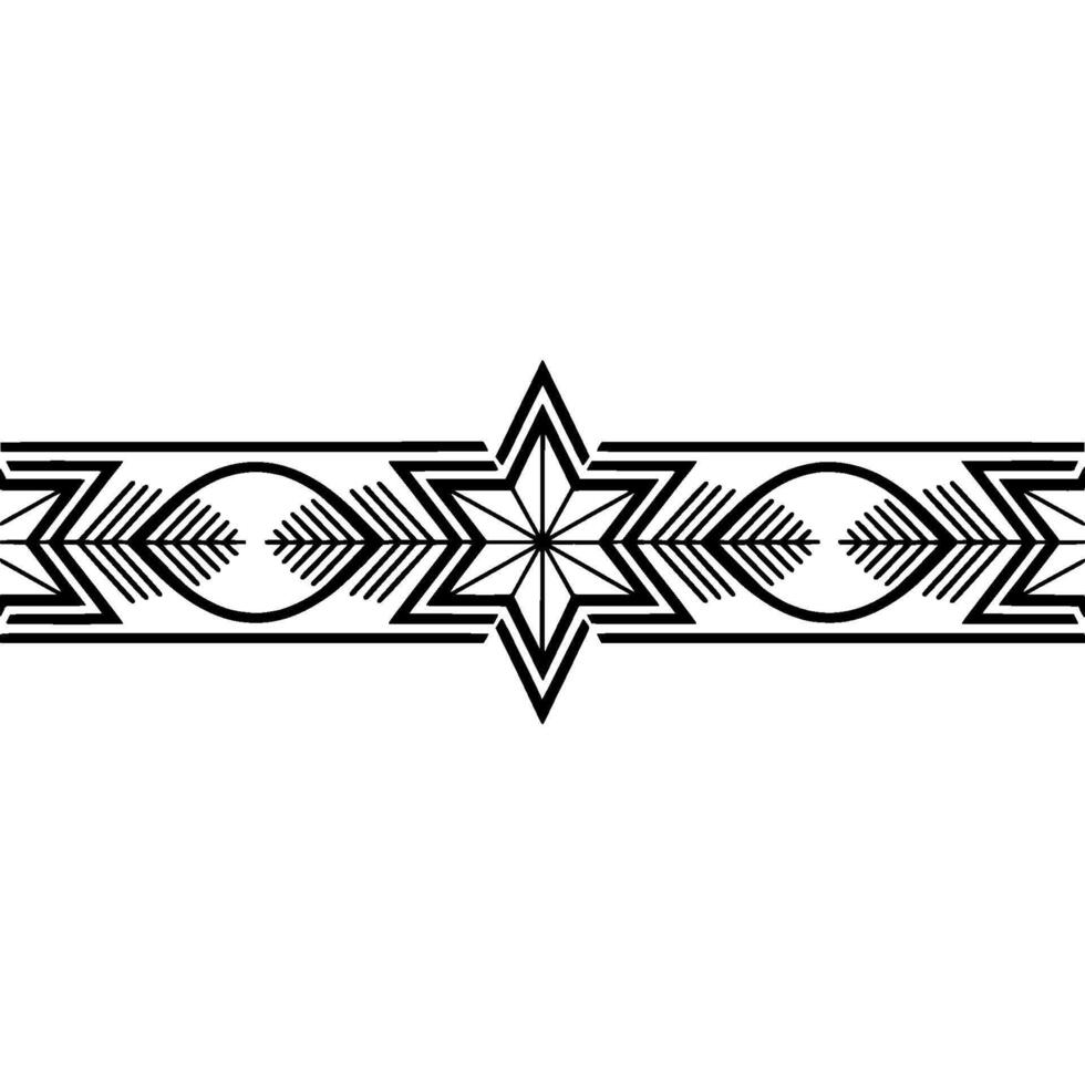 Geometric Tribal Star Arrow Motif Border in Black White vector