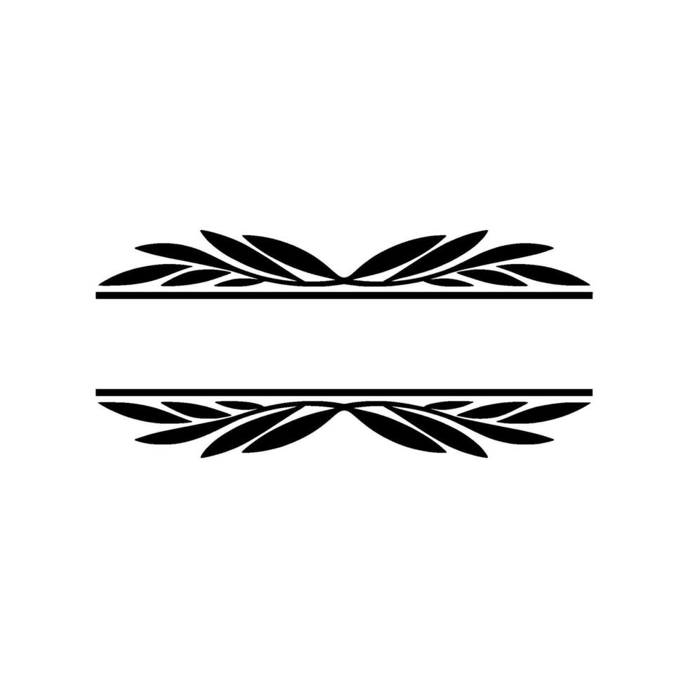 Elegant Laurel Wreath Divider with Space For Text, Black and White vector