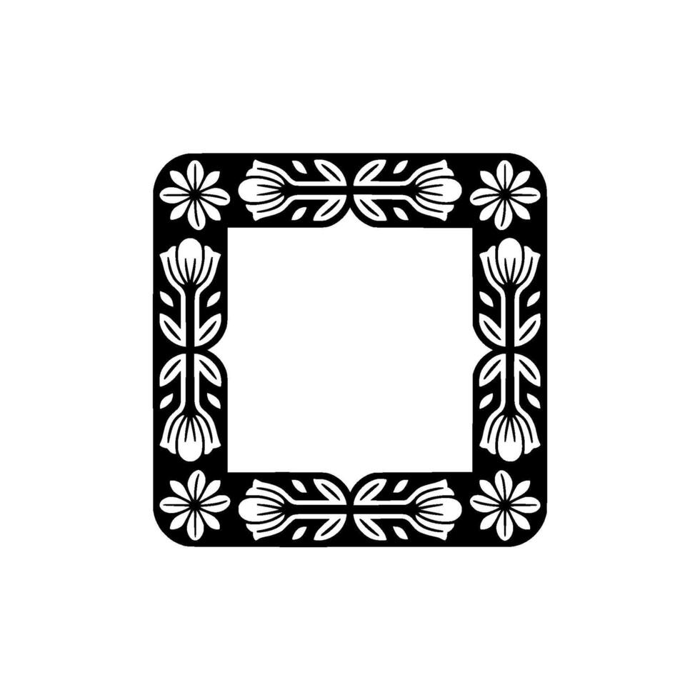 Floral Frame Black and White Decorative Border vector