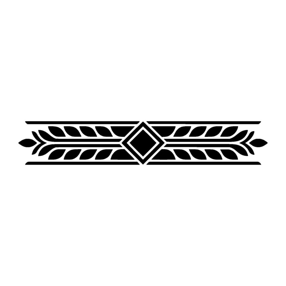 Elegant Black Ornamental Border with Leaves and Geometric Diamond Detail vector