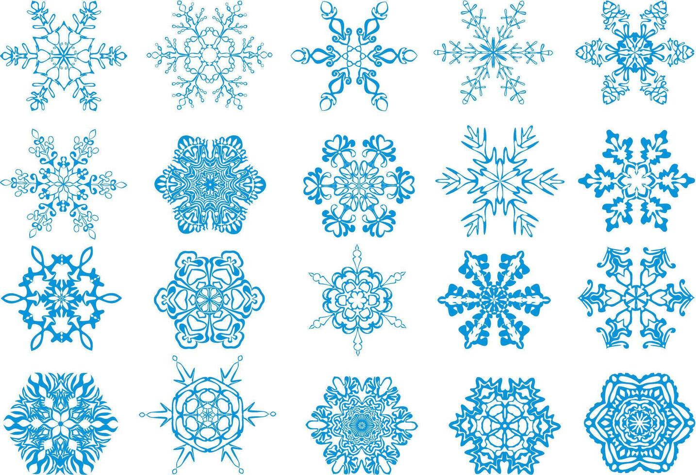 Elegant Snowflake Silhouettes Collection - Winter Themed Design Illustrations vector