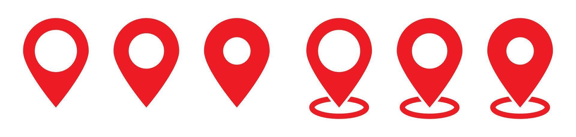 Red location map icons collection. Maps pin. vector