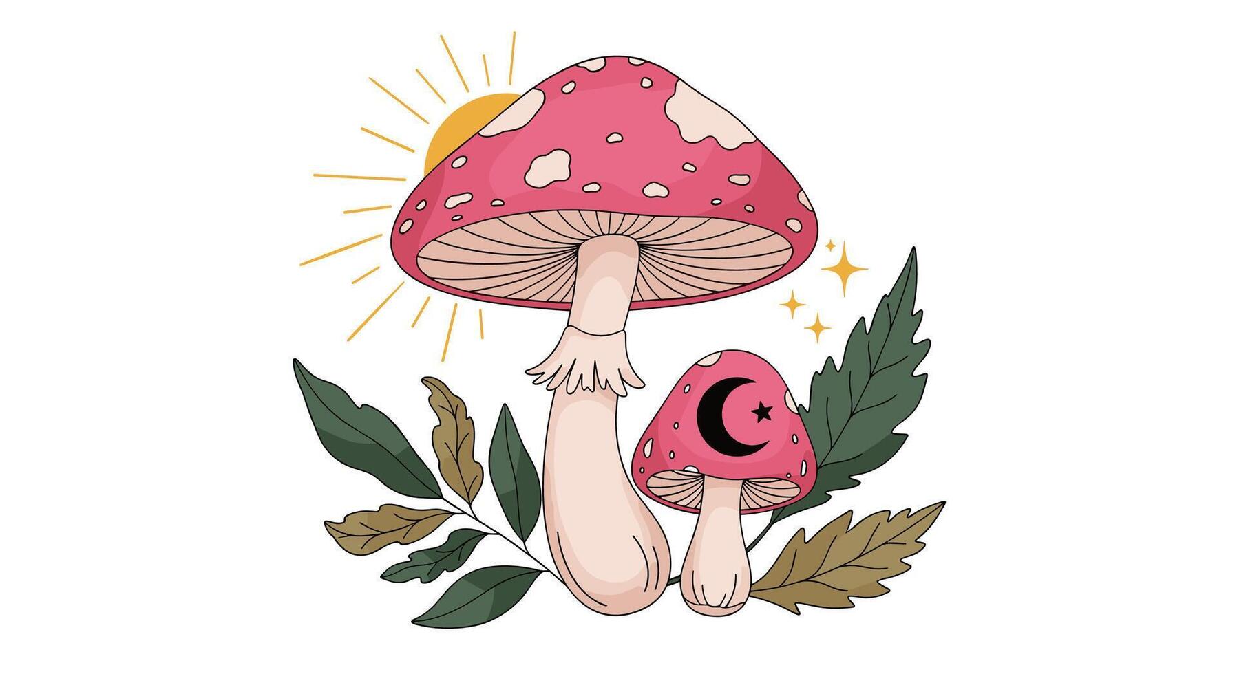 Enchanting World of Fungi A Whimsical Exploration of Magical Mushrooms and Forest Mystique vector