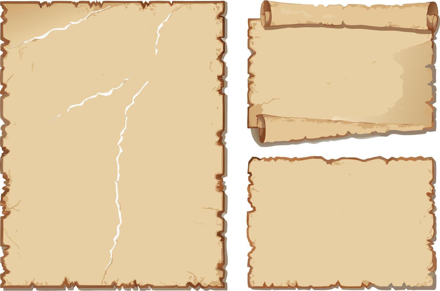 Collection of Old Paper Scrolls and Sheets for Treasure Maps and Vintage Documents vector