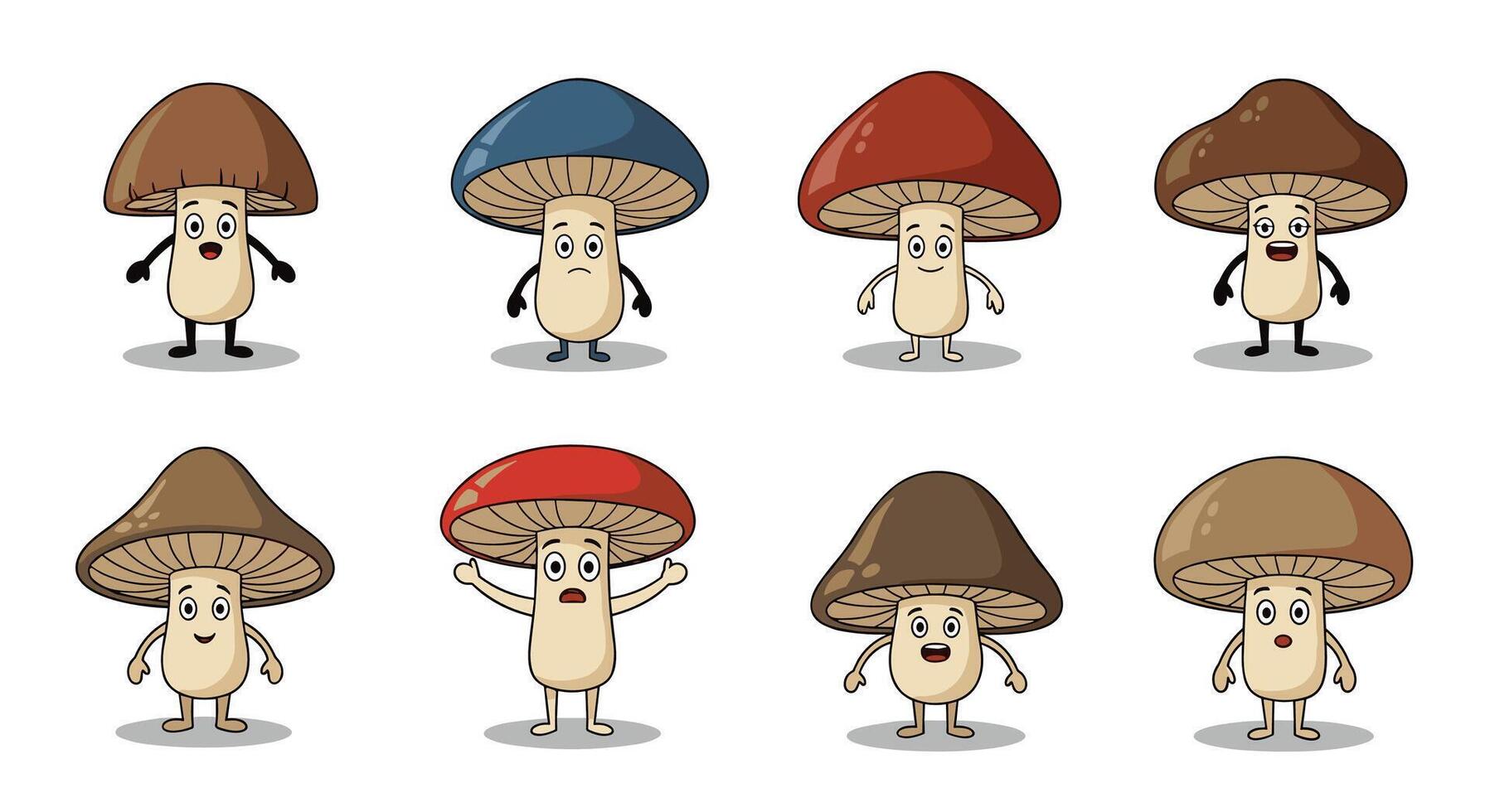 A Whimsical Gathering Of Animated Mushrooms An Adorable Fungi Chorus For Everyone vector