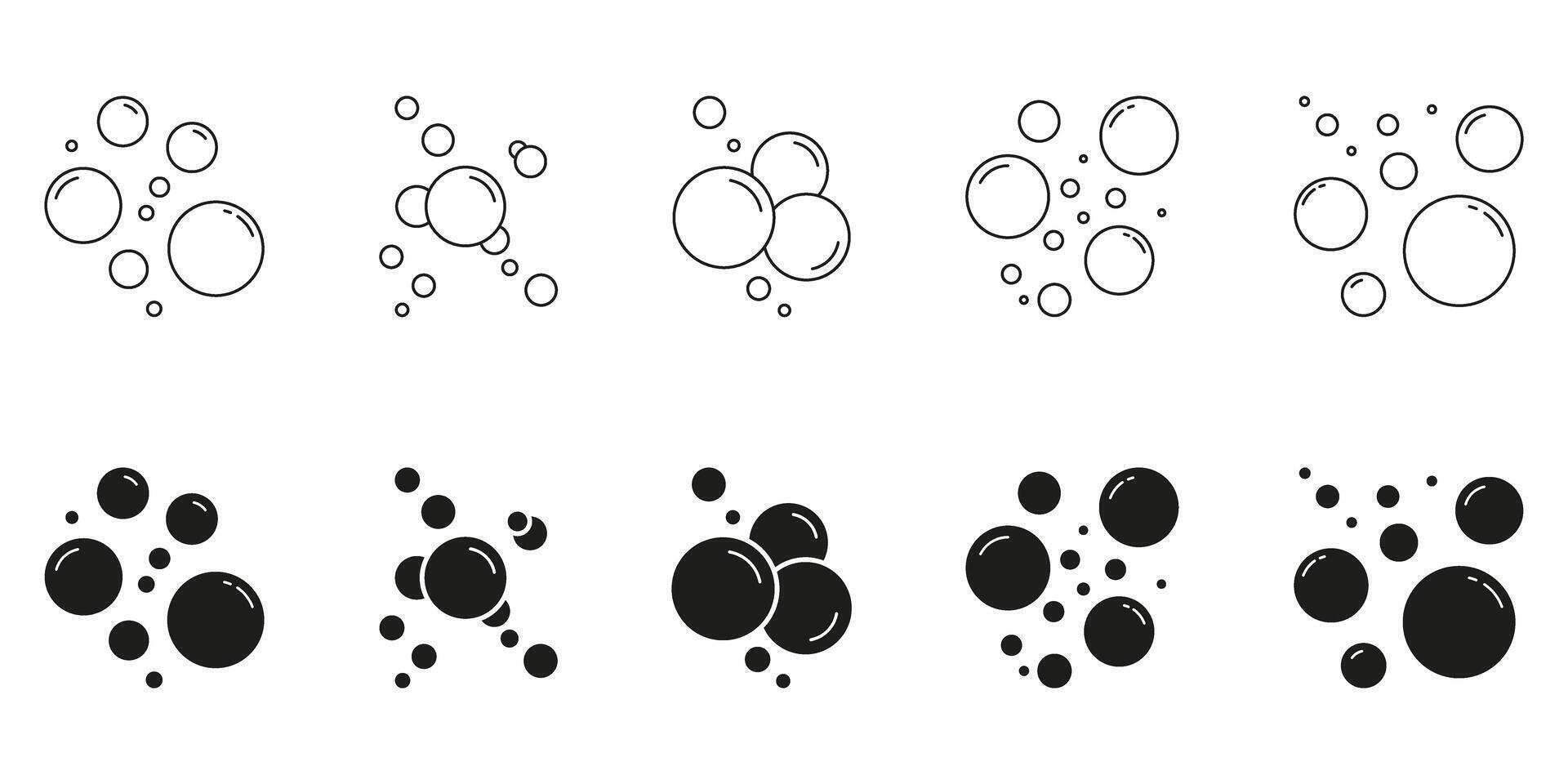 Bubble Design Line And Solid Icon Set. Bubble Shapes Symbol Collection. Isolated Illustration vector