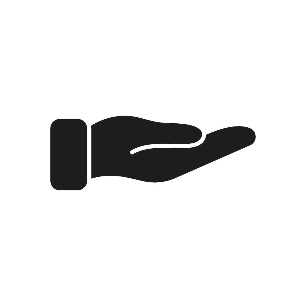 Open Hand Solid Icon. Support, Offering, And Help Gesture Silhouette Symbol. Assistance And Generosity Representation. Isolated Illustration vector