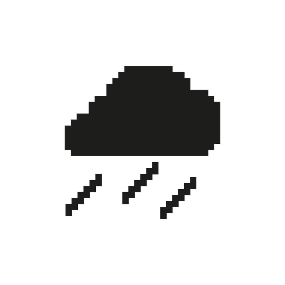 Cloud With Rain Pixel Art Icon. Weather Forecast, Rainy Day, And Precipitation Symbol. Meteorological Conditions. Isolated Illustration vector