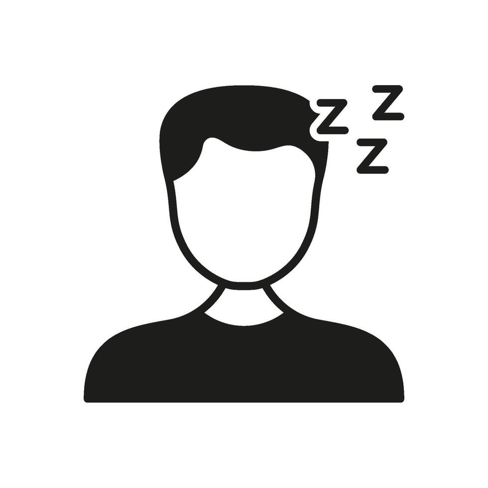 Sleeping Person With Zzz Solid Icon. Sleep, Rest, And Relaxation Silhouette Symbol. Tiredness And Nap Representation. Isolated Illustration vector