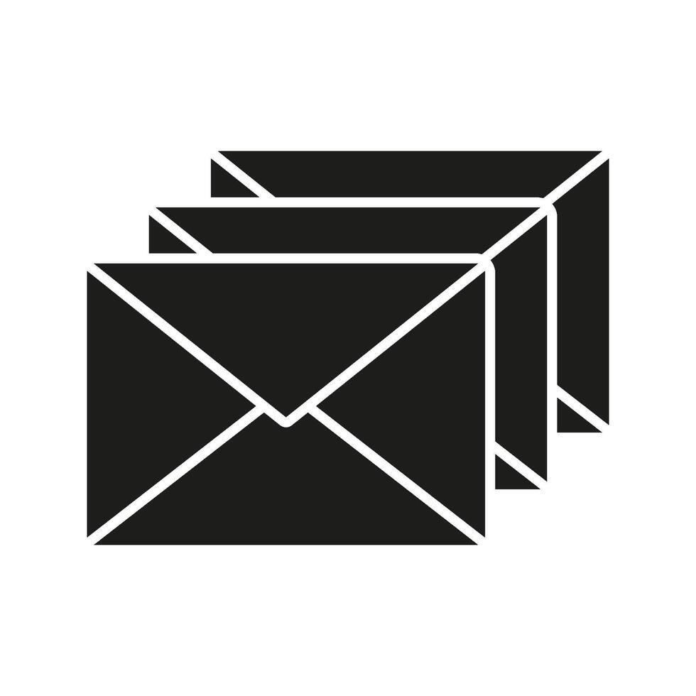 Stacked Envelopes Solid Icon. Email Management, Communication, And Messaging Silhouette Symbol. Digital Correspondence And Information Exchange. Isolated Illustration vector