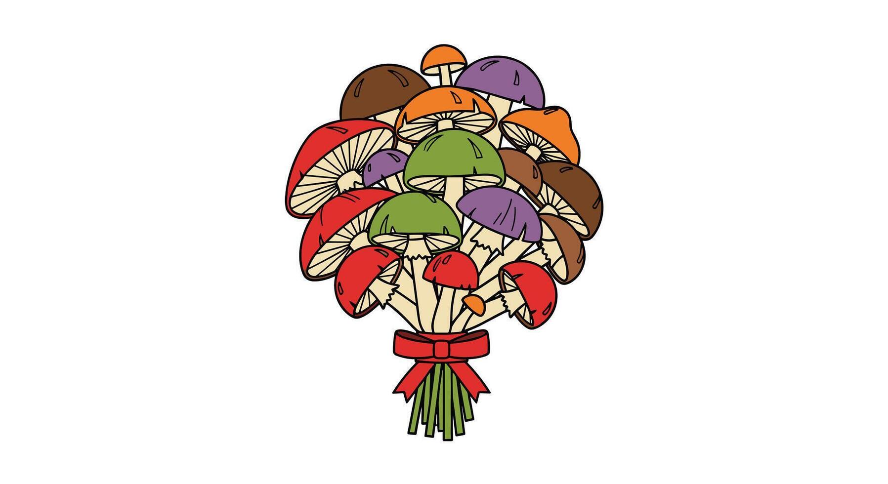 A Bouquet of Various Mushrooms for Decoration Purposes or as a Festive Dish vector