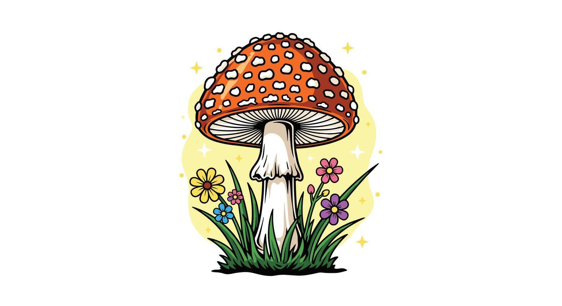 Delightful Mushroom Illustration in a Natural Setting Representing the Enchantment of the Forest vector