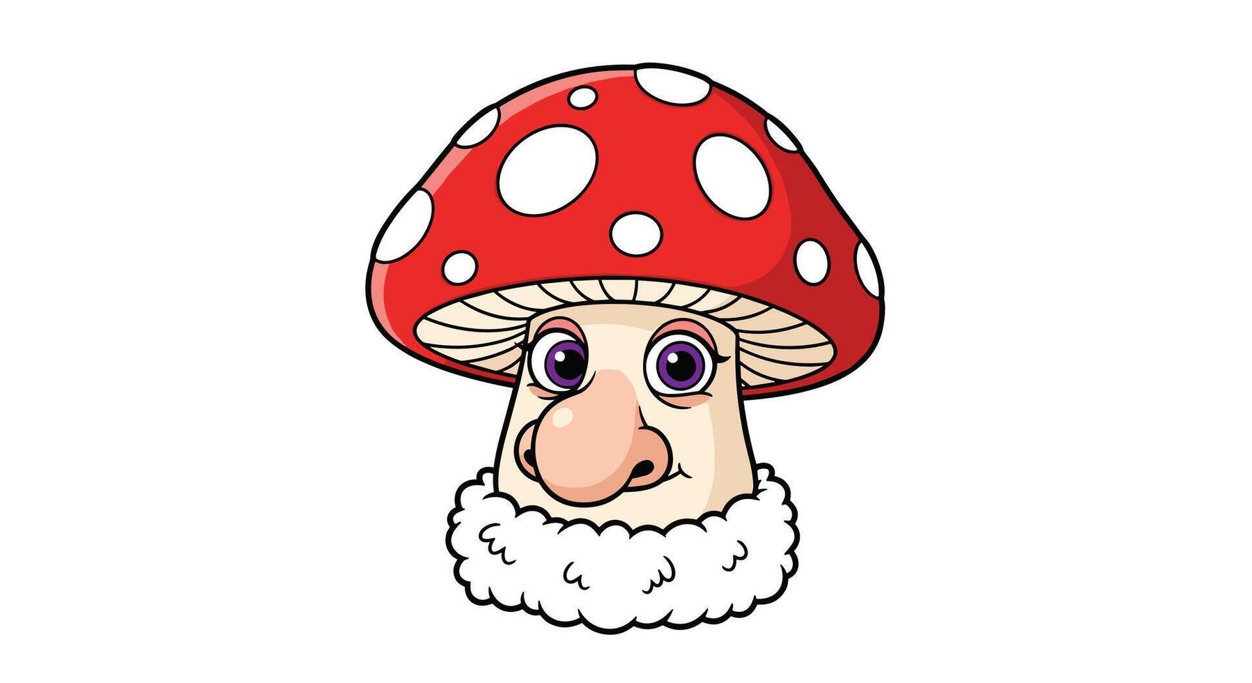 Funny Mushroom Character With Big Nose And Red Cap Surrounded By Spots vector