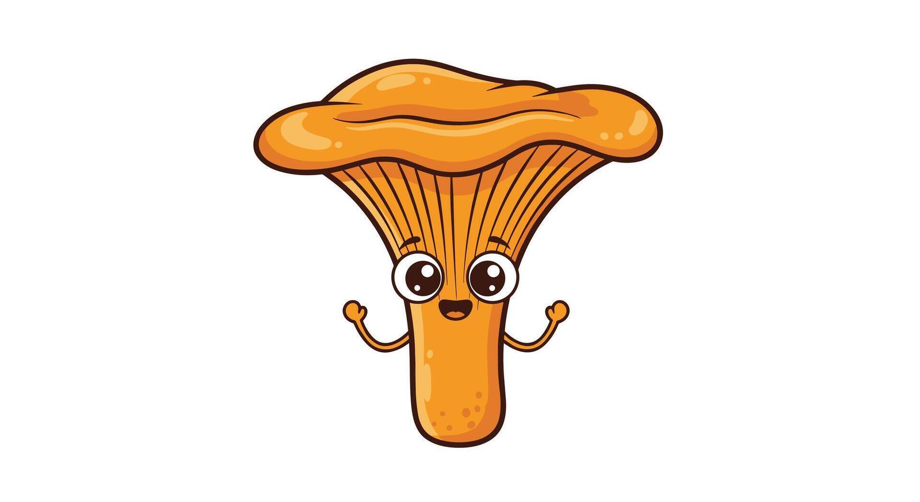 Delightful Chanterelle Mushroom with Googly Eyes A Foraging Adventure in The Forest Landscape vector
