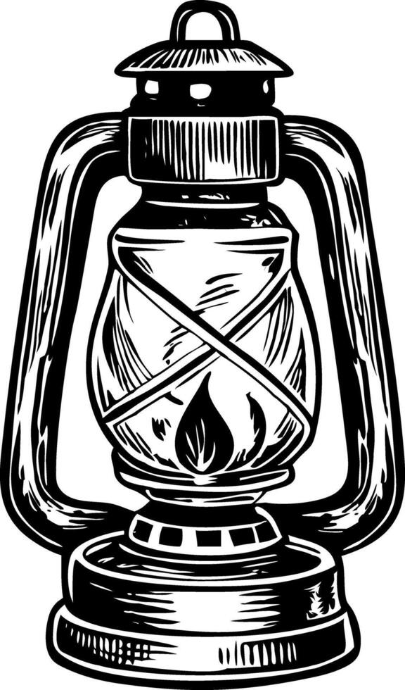 A vintage style illustration representing a camp lantern vector