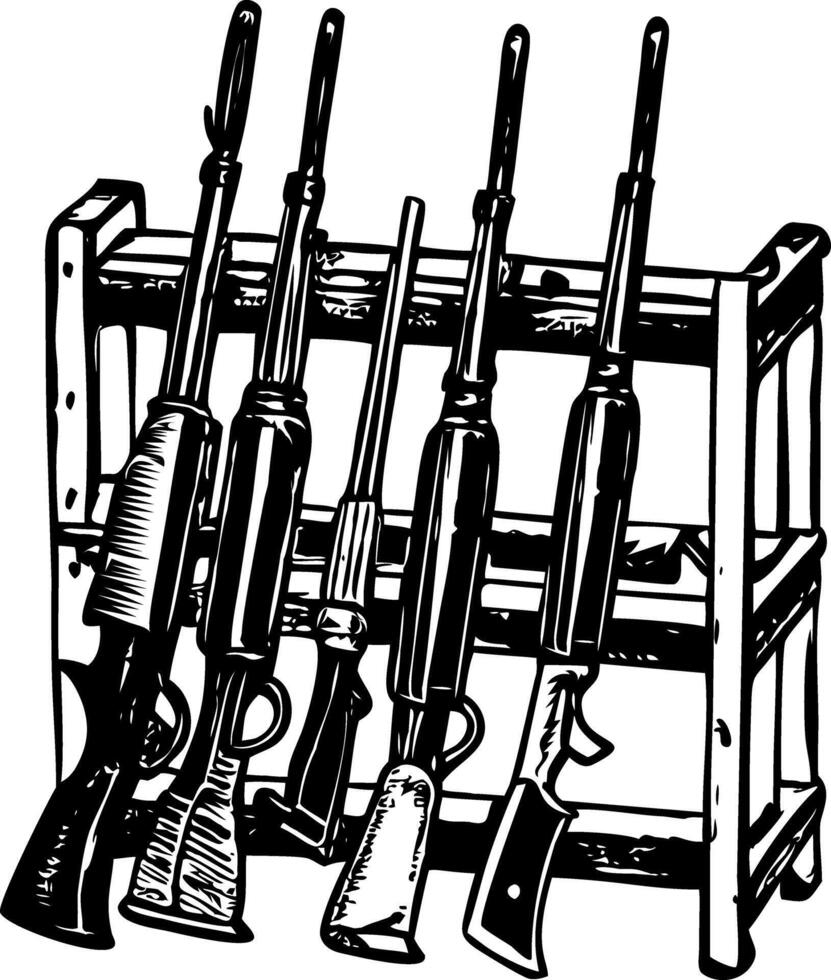 A vintage style illustration depicting gun rack vector
