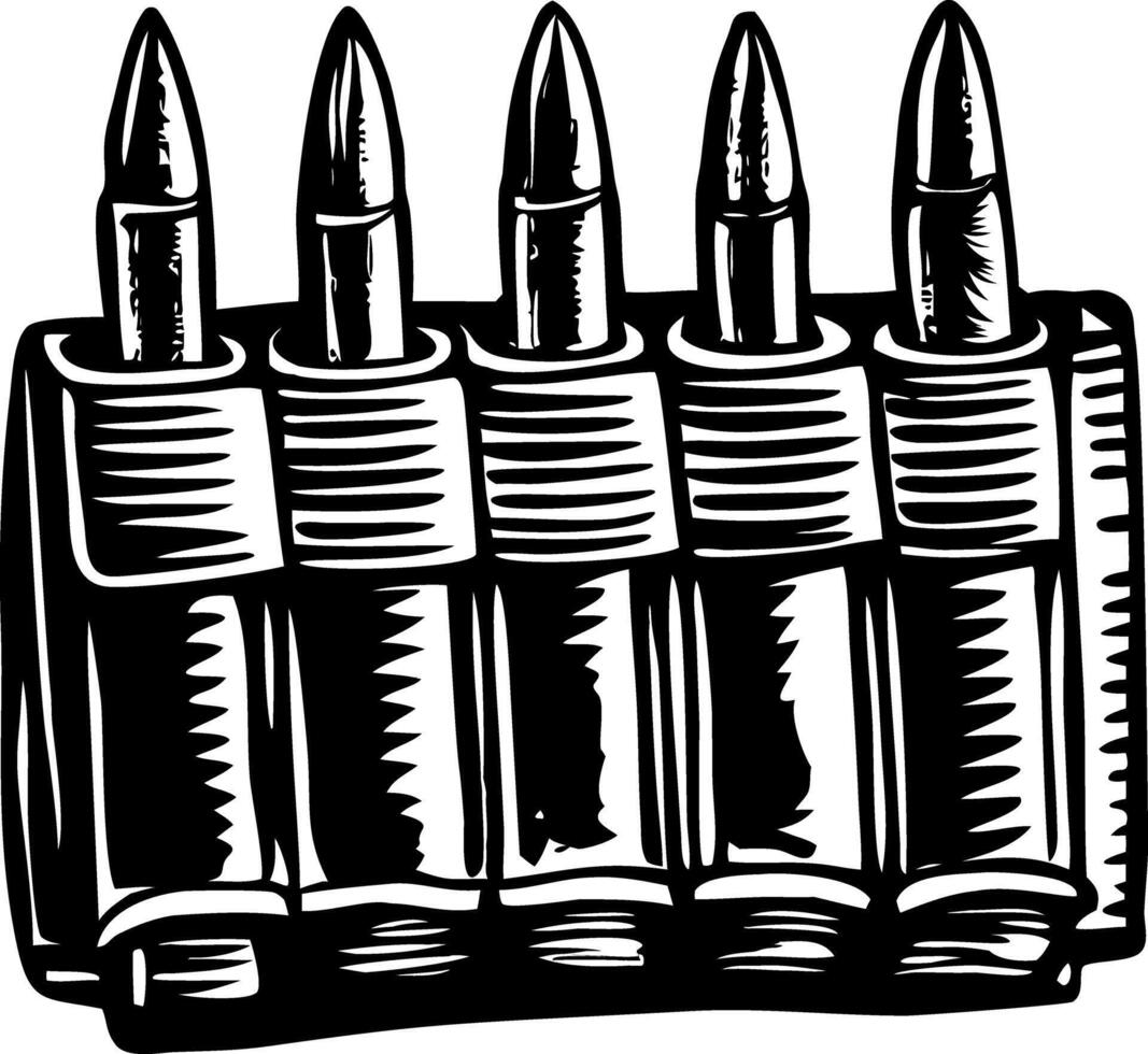 A vintage style illustration showing a bullet pouch vector