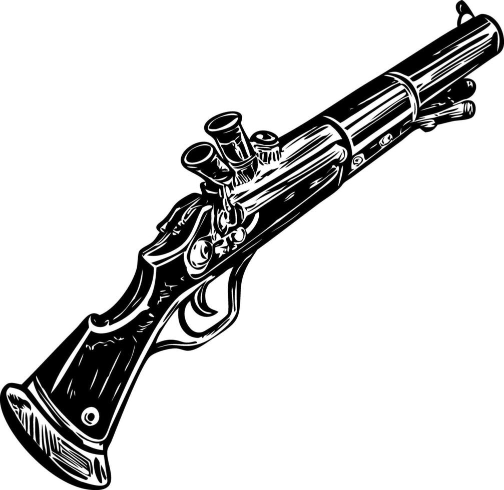 A vintage style illustration depicting a flintlock rifle vector