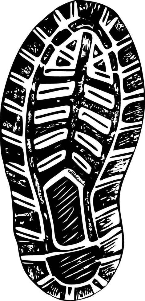 A vintage style illustration showing a boot imprint vector