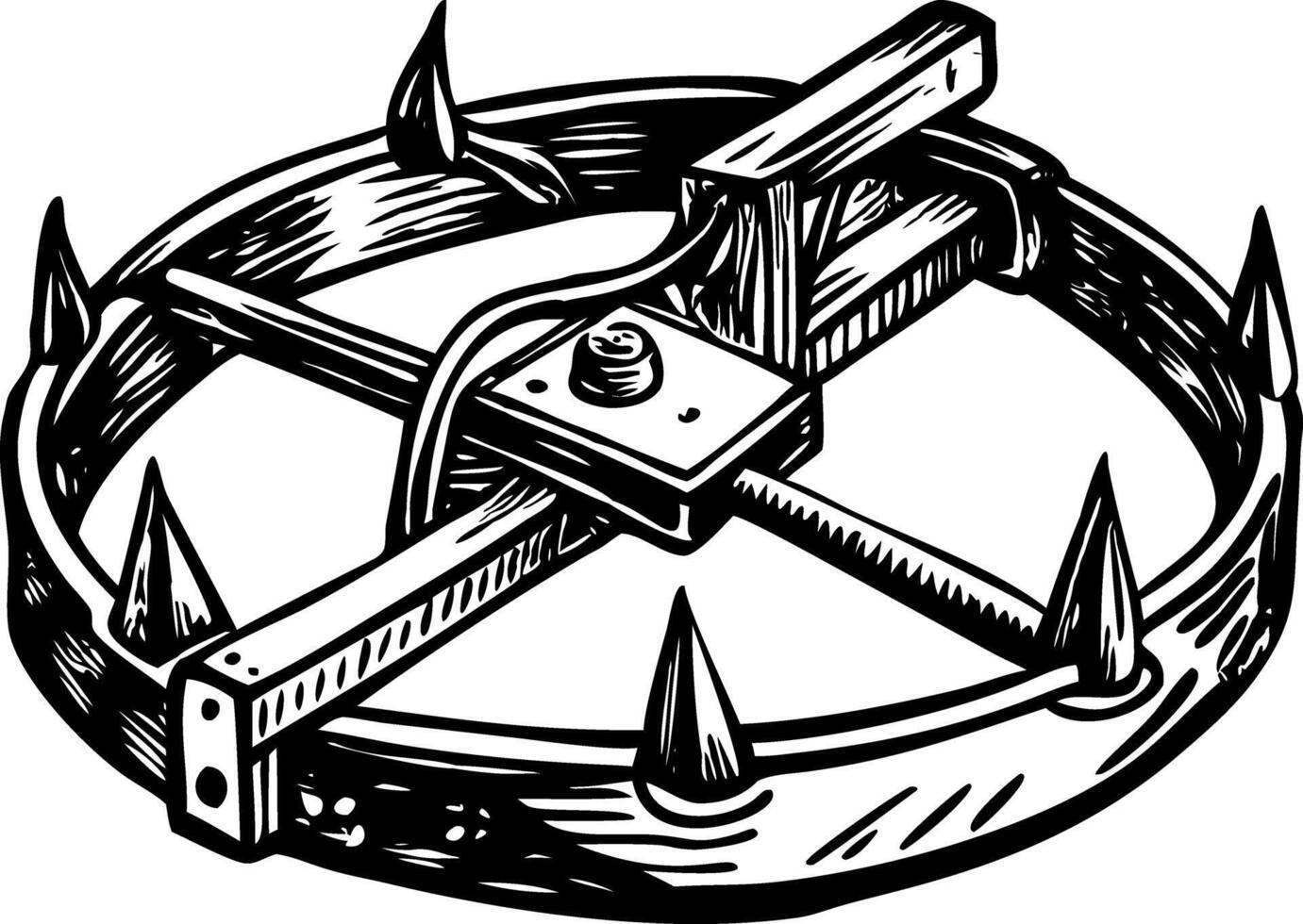 A vintage style illustration showing hunting trap vector