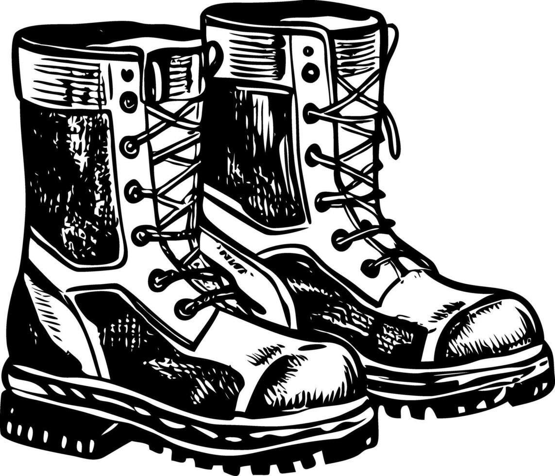 A vintage style illustration showing hunting boots vector