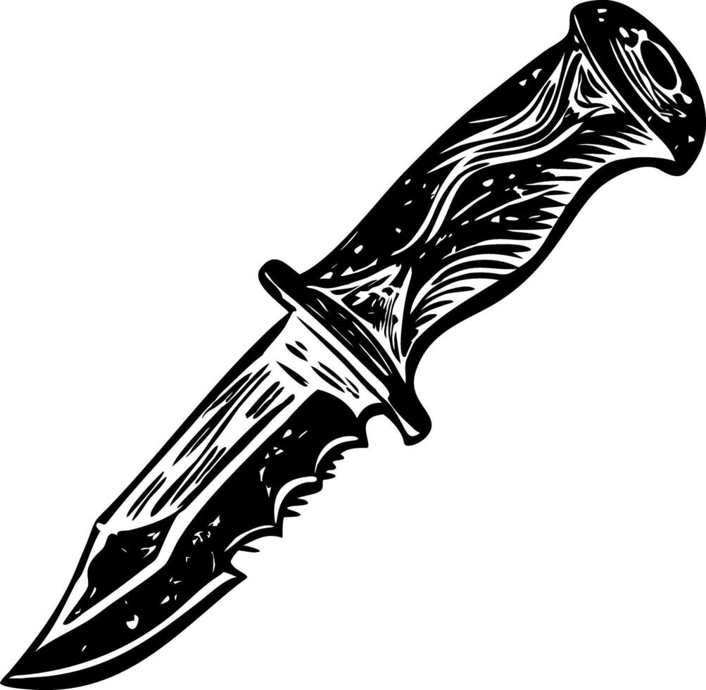 A vintage style illustration depicting hunting knife vector