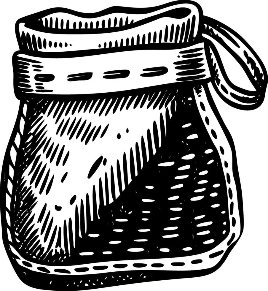 A vintage style illustration representing wool pouch vector