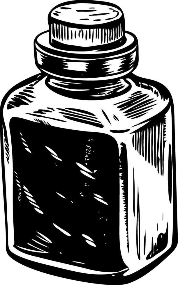 A vintage style illustration showing powder flask vector