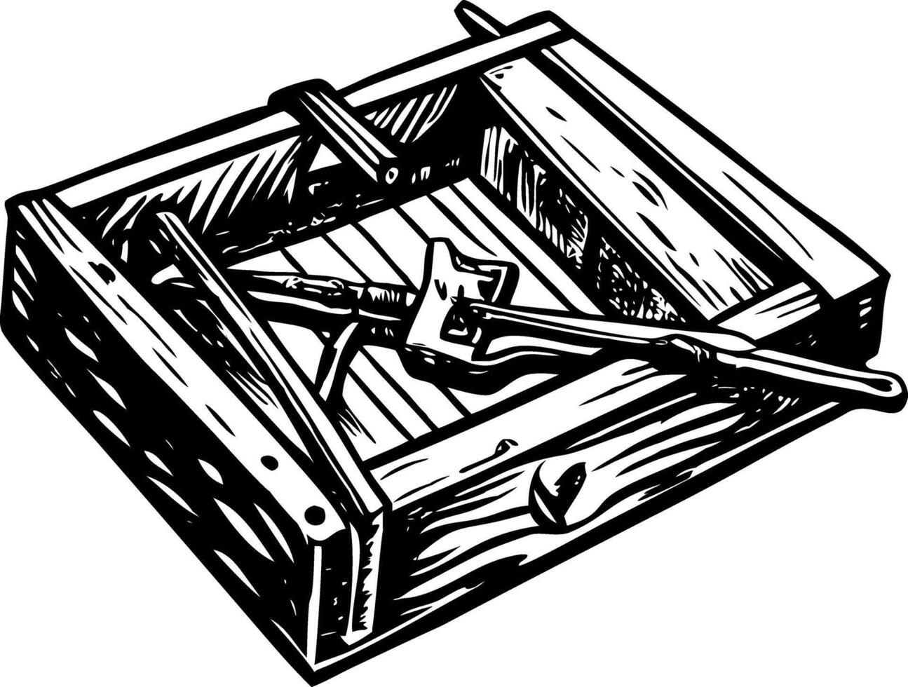 A vintage style illustration depicting wooden trap vector