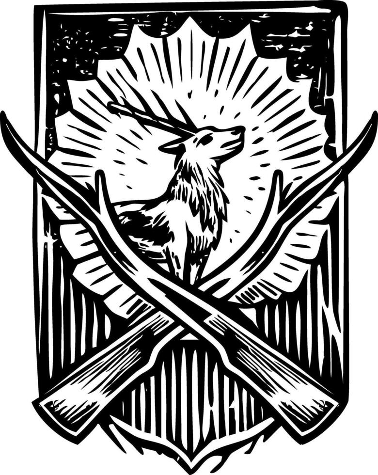 A vintage style illustration depicting hunting badge vector