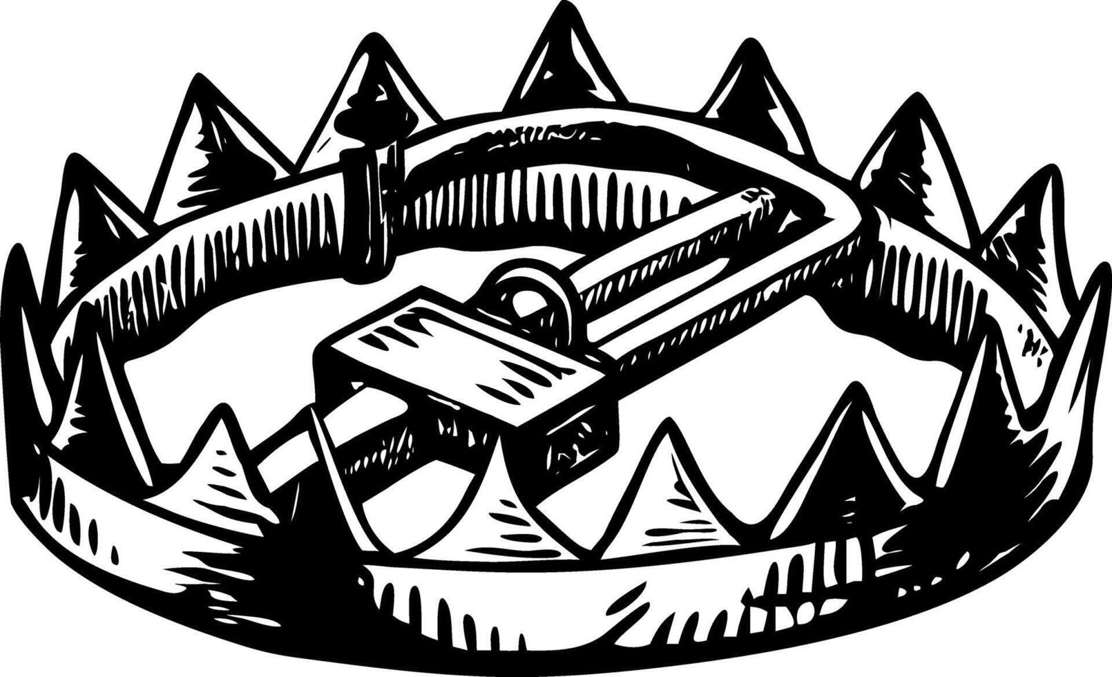 A vintage style illustration representing a bear trap vector
