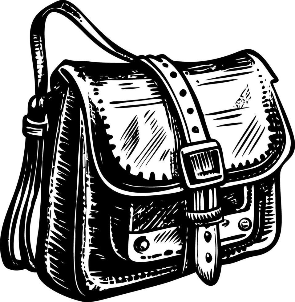 A vintage style illustration representing leather bag vector