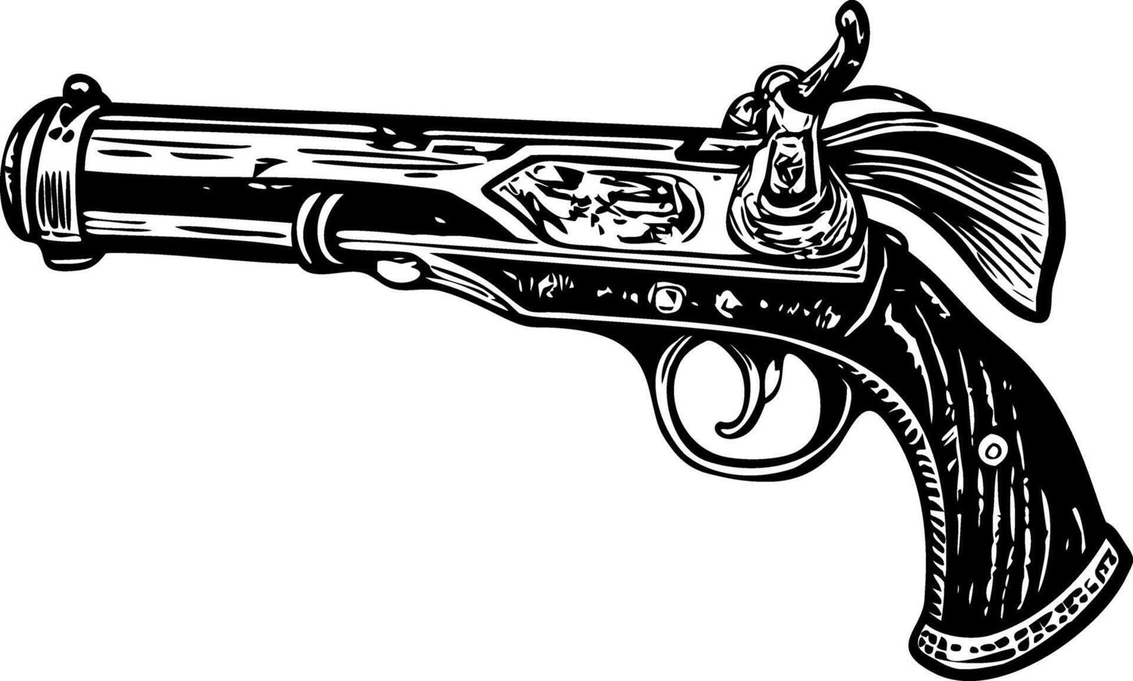 A vintage style illustration depicting a blunderbuss gun vector