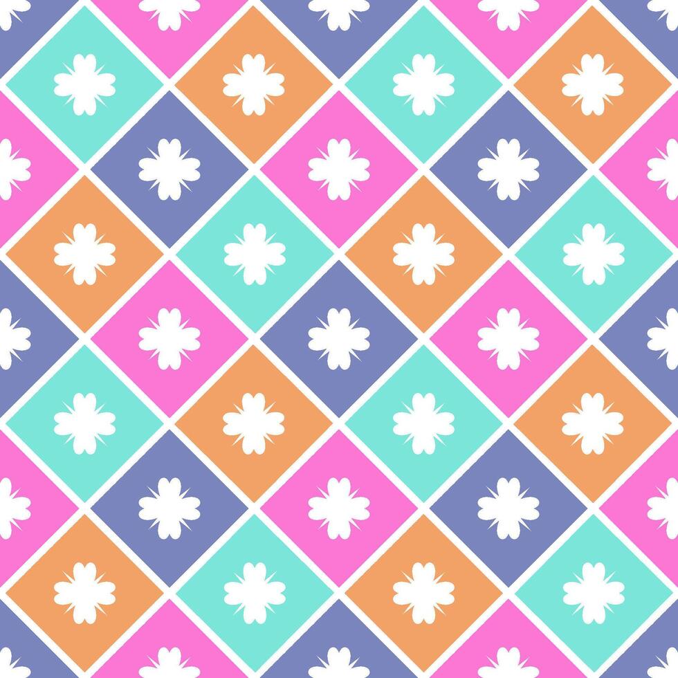 Ornament in colourful tiles seamless geometric pattern vector