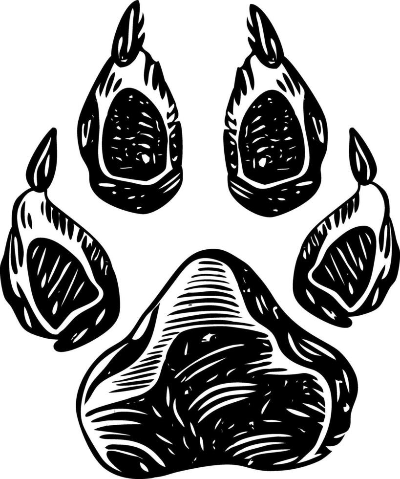 A vintage style illustration representing animal paw vector