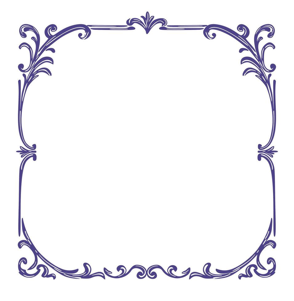 square ornate decorative blue frame vector
