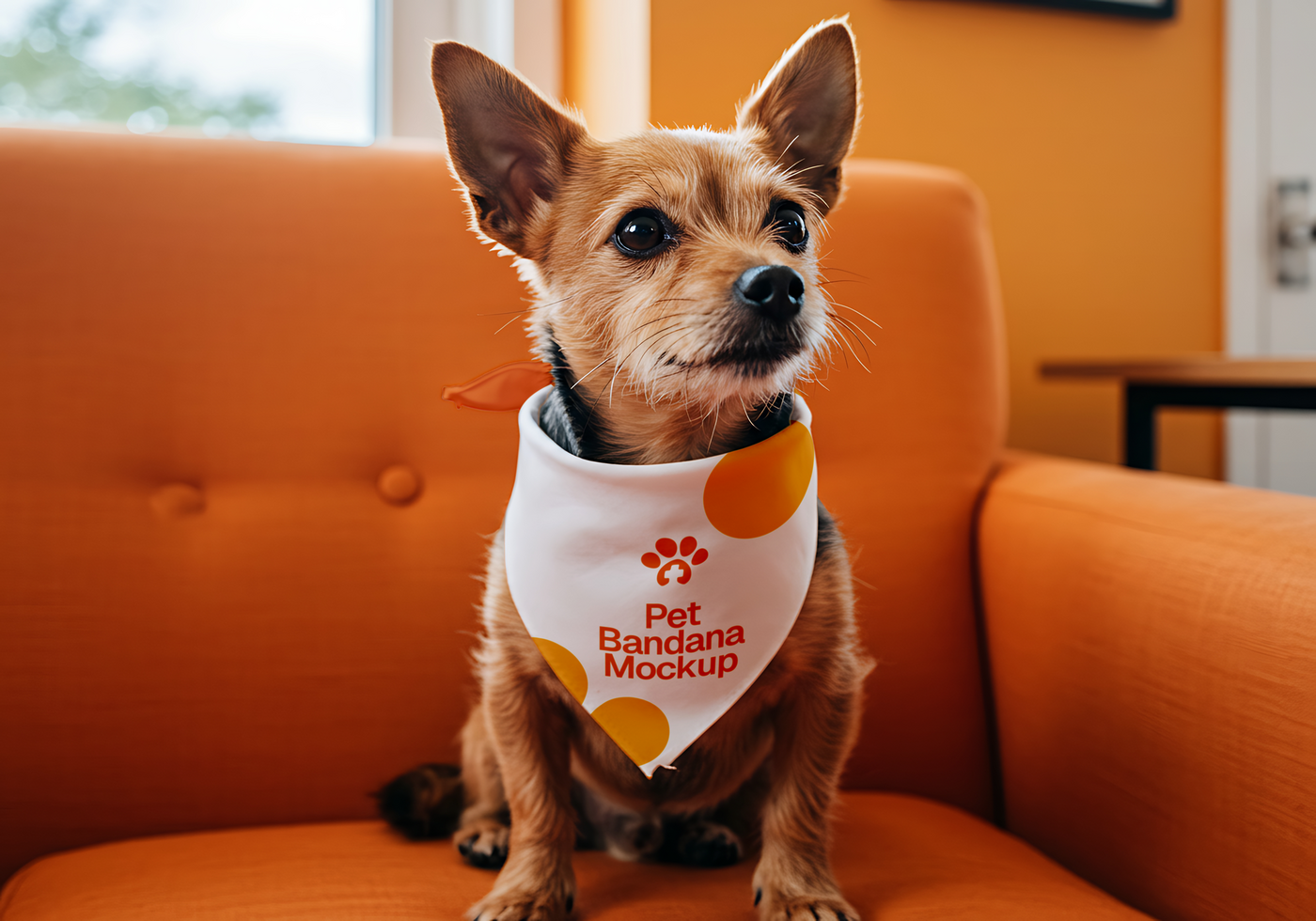 Dog Wearing a Bandana Mockup psd