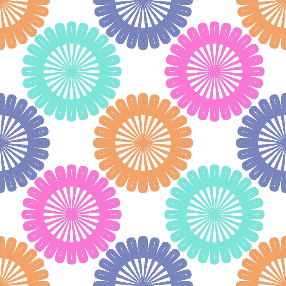 Ornament in colourful tiles seamless geometric pattern with mandalas vector